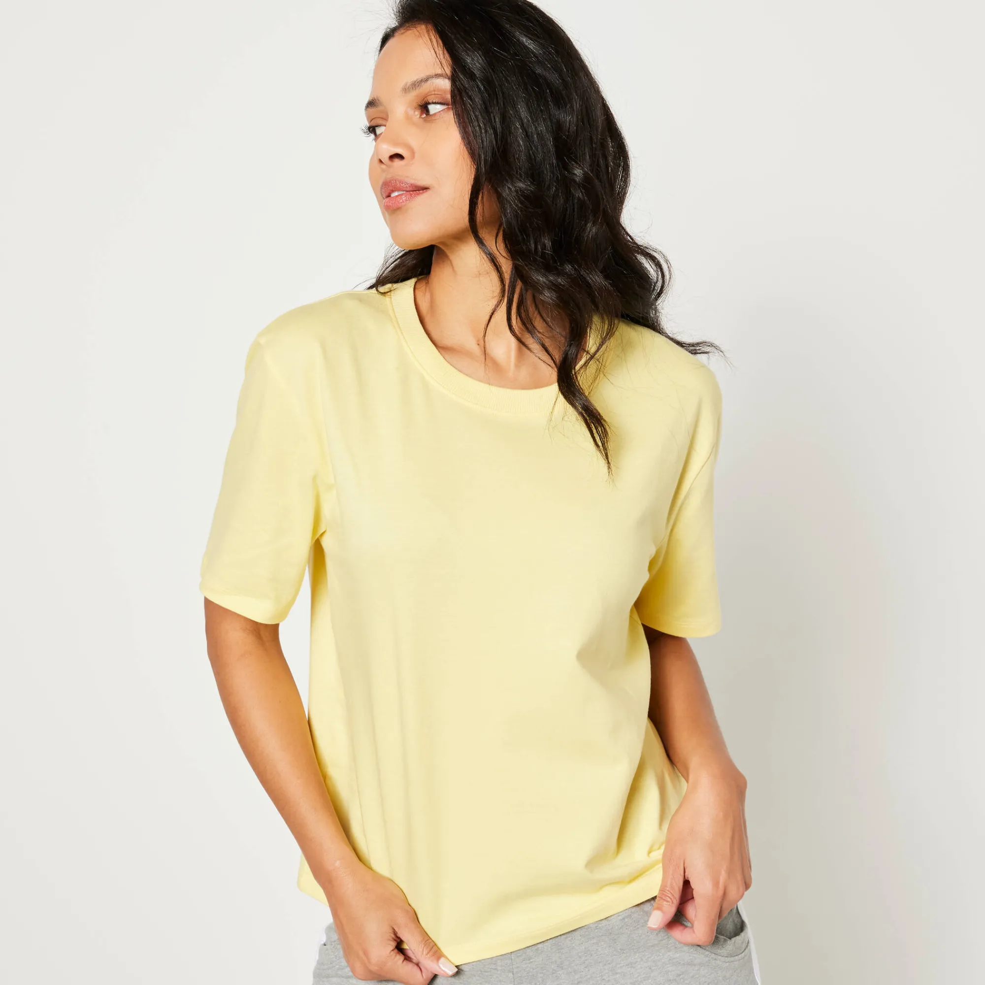 T-Shirt En Topje<Blancheporte Boxy T-shirt met ellebooglange mouwen lichtgeel