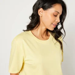 T-Shirt En Topje<Blancheporte Boxy T-shirt met ellebooglange mouwen lichtgeel