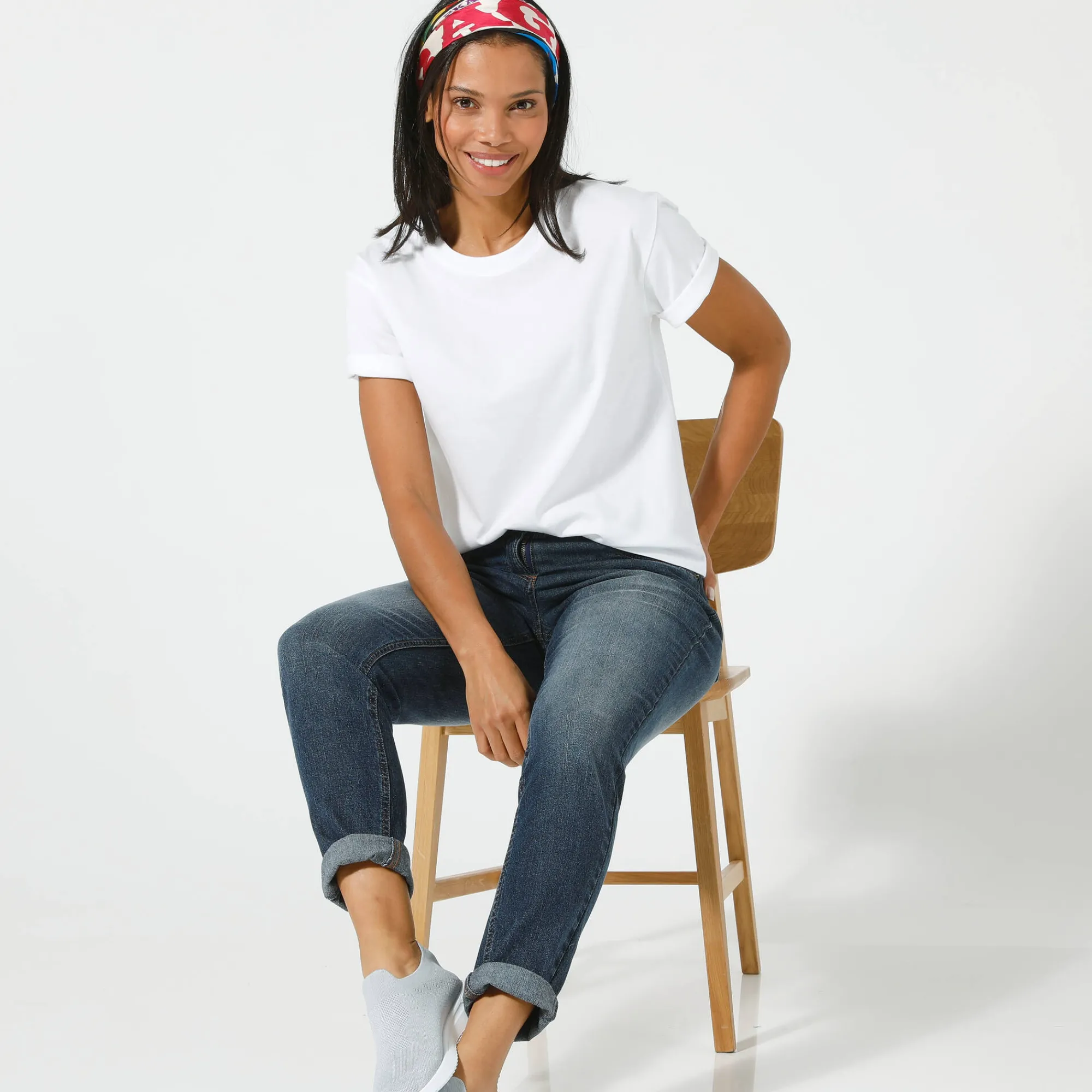 T-Shirt En Topje<Blancheporte Boxy T-shirt met ellebooglange mouwen wit