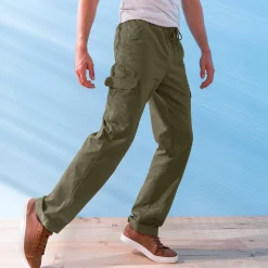 Broek<Blancheporte Broek in cargostijl, elastische gabardine kaki