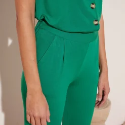 Broek<Blancheporte Broek in effen, soepel tricot met elastische taille groen