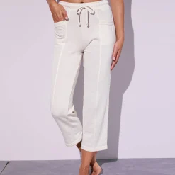 Broek<Blancheporte 7/8-broek in geruwd molton ecru