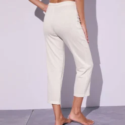 Broek<Blancheporte 7/8-broek in geruwd molton ecru