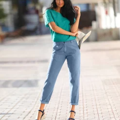 Jeans<Blancheporte Broek in lichte jeansstof bleached