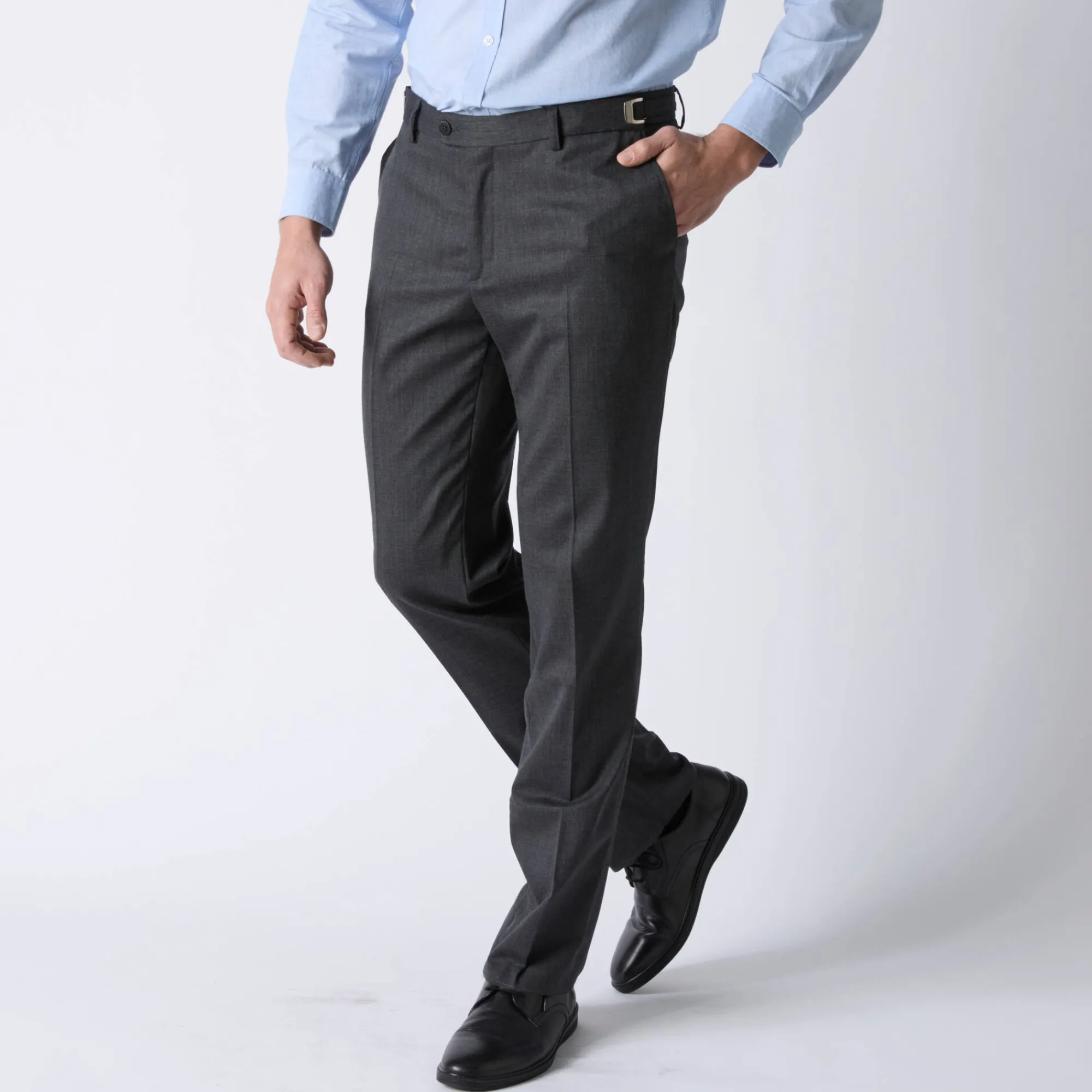 Broek<Blancheporte Broek in polyester en wol met verstelbare tailleband antracietgrijs
