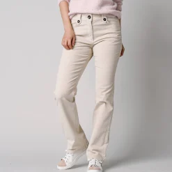 Broek<Blancheporte Broek in ribvelours met recht model grijsbeige
