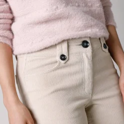 Broek<Blancheporte Broek in ribvelours met recht model grijsbeige