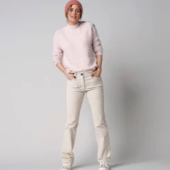 Broek<Blancheporte Broek in ribvelours met recht model grijsbeige