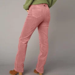 Broek<Blancheporte Broek in ribvelours met recht model grijsroze