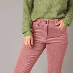 Broek<Blancheporte Broek in ribvelours met recht model grijsroze