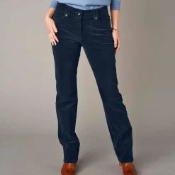 Broek<Blancheporte Broek in ribvelours met recht model marine