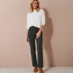 Broek<Blancheporte Broek in ribvelours met recht model donkergroen