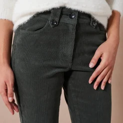Broek<Blancheporte Broek in ribvelours met recht model donkergroen