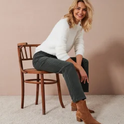 Broek<Blancheporte Broek in ribvelours met recht model donkergroen