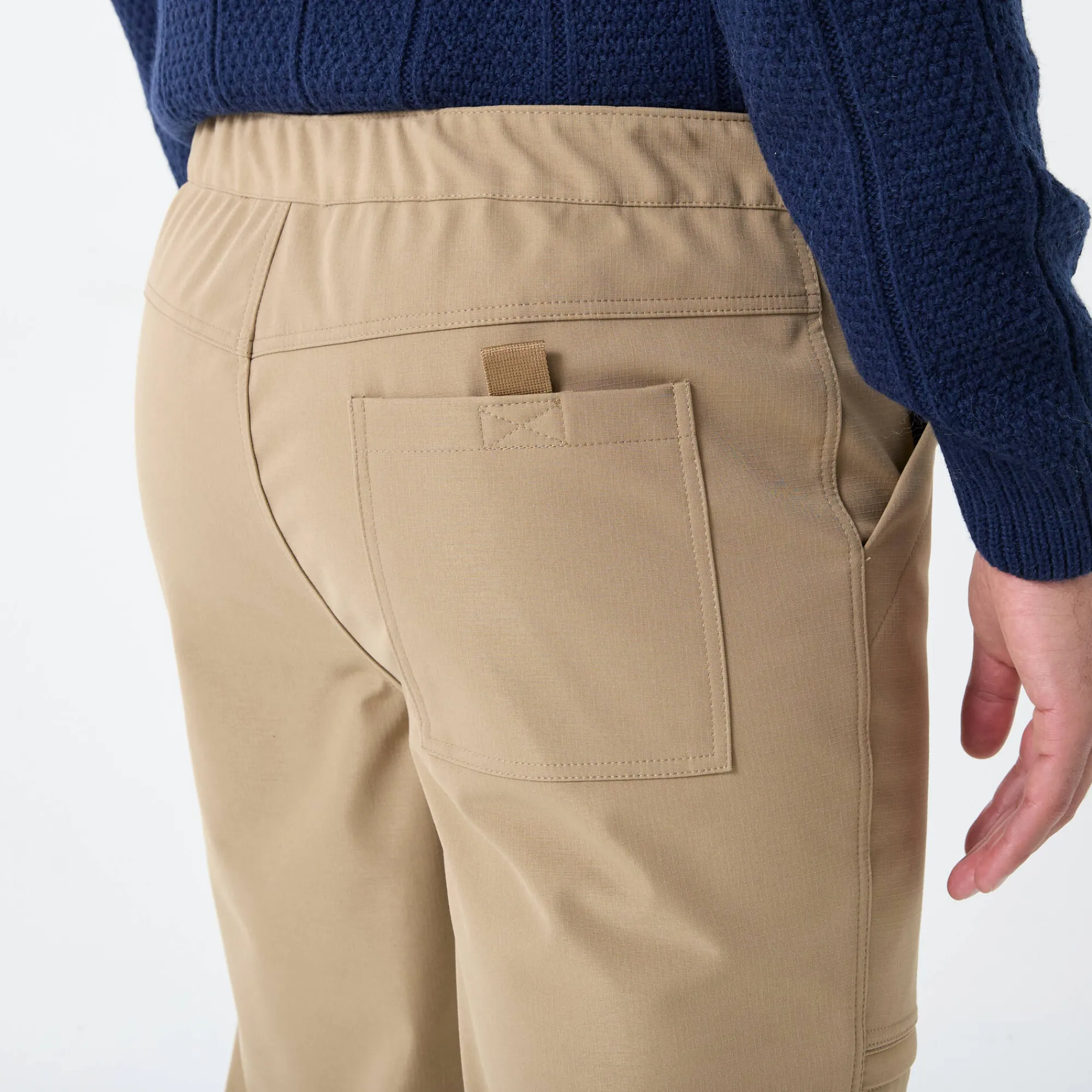 Broek<Blancheporte Broek in ripstop met meerdere zakken, binnenkant in microfleece donkerbeige