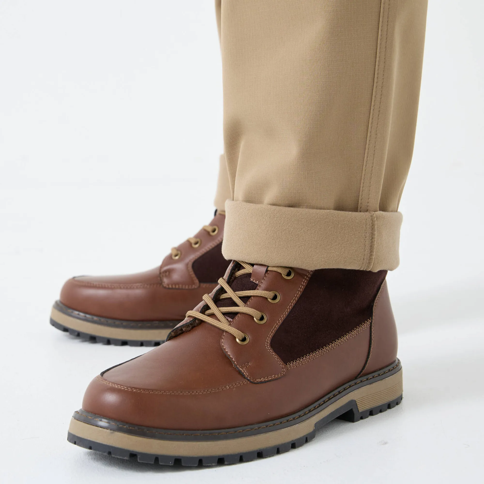 Broek<Blancheporte Broek in ripstop met meerdere zakken, binnenkant in microfleece donkerbeige