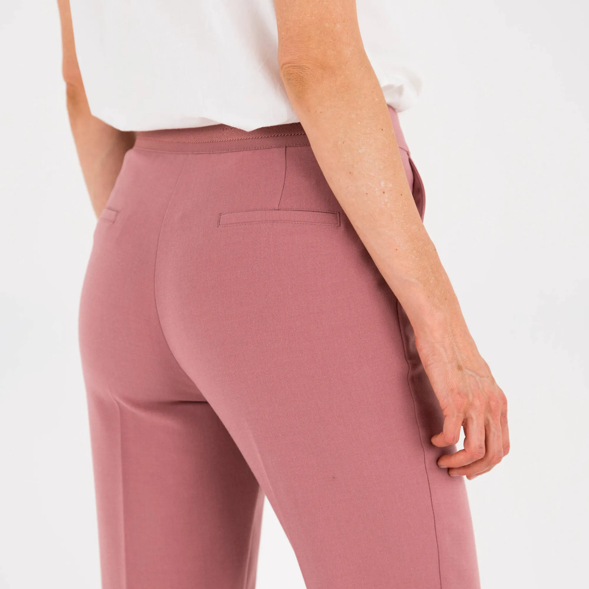Broek<Blancheporte 7/8-broek in slimmodel, effen rozenhout