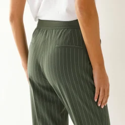 Broek<Blancheporte 7/8-broek in slimmodel, strepenprint kaki