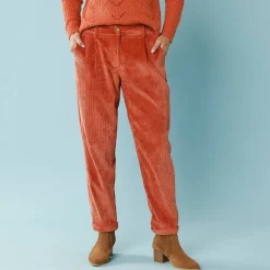 Broek<Blancheporte 7/8-broek in velours, kleine lengtes paprika