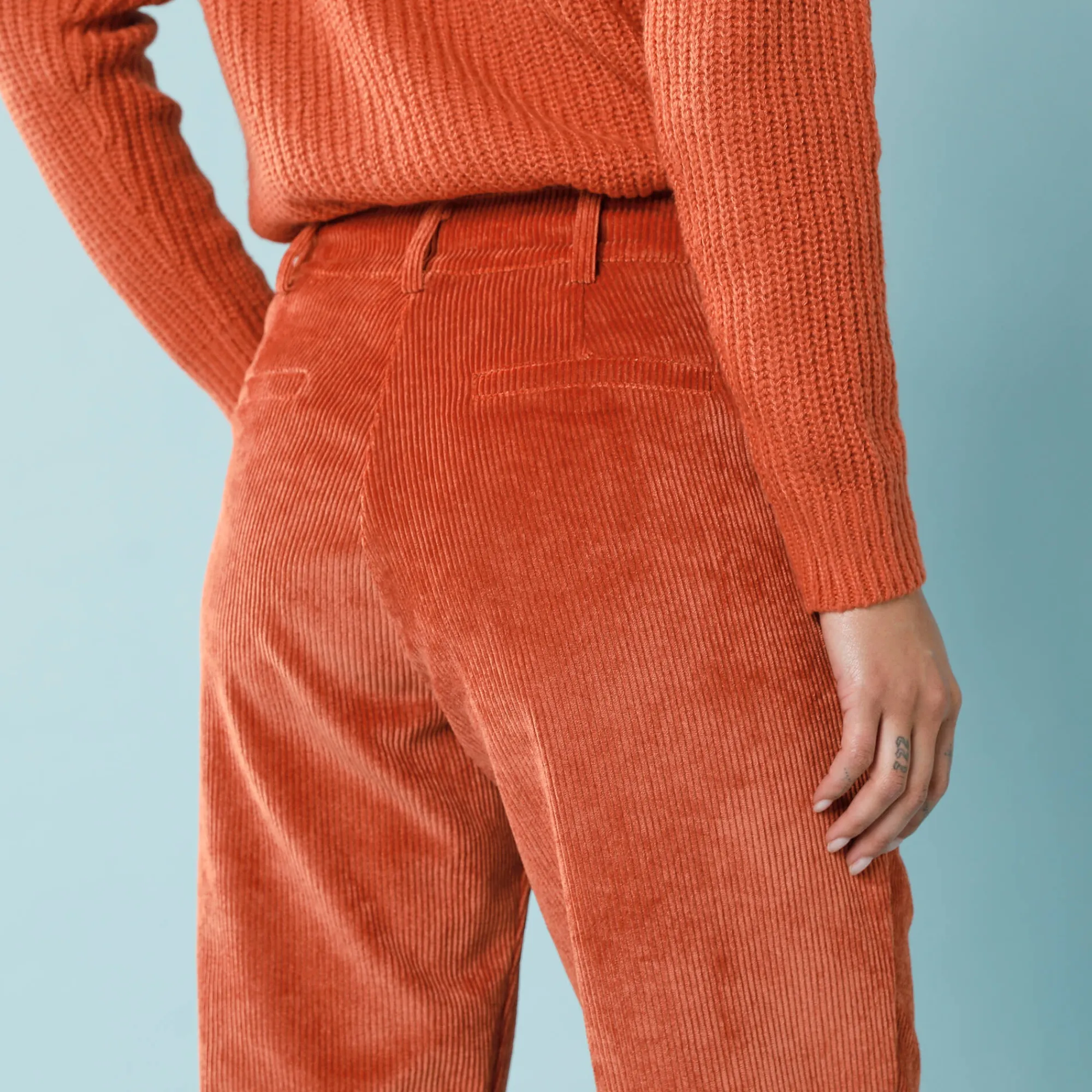 Broek<Blancheporte 7/8-broek in velours, kleine lengtes paprika