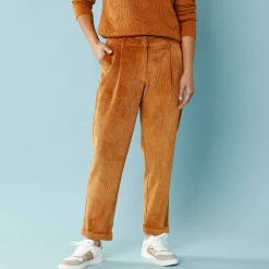 Broek<Blancheporte 7/8-broek in velours, kleine lengtes honing