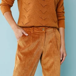 Broek<Blancheporte 7/8-broek in velours, kleine lengtes honing