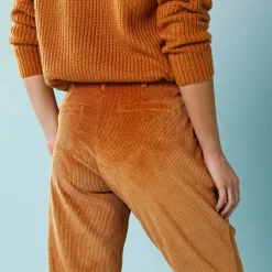 Broek<Blancheporte 7/8-broek in velours, kleine lengtes honing