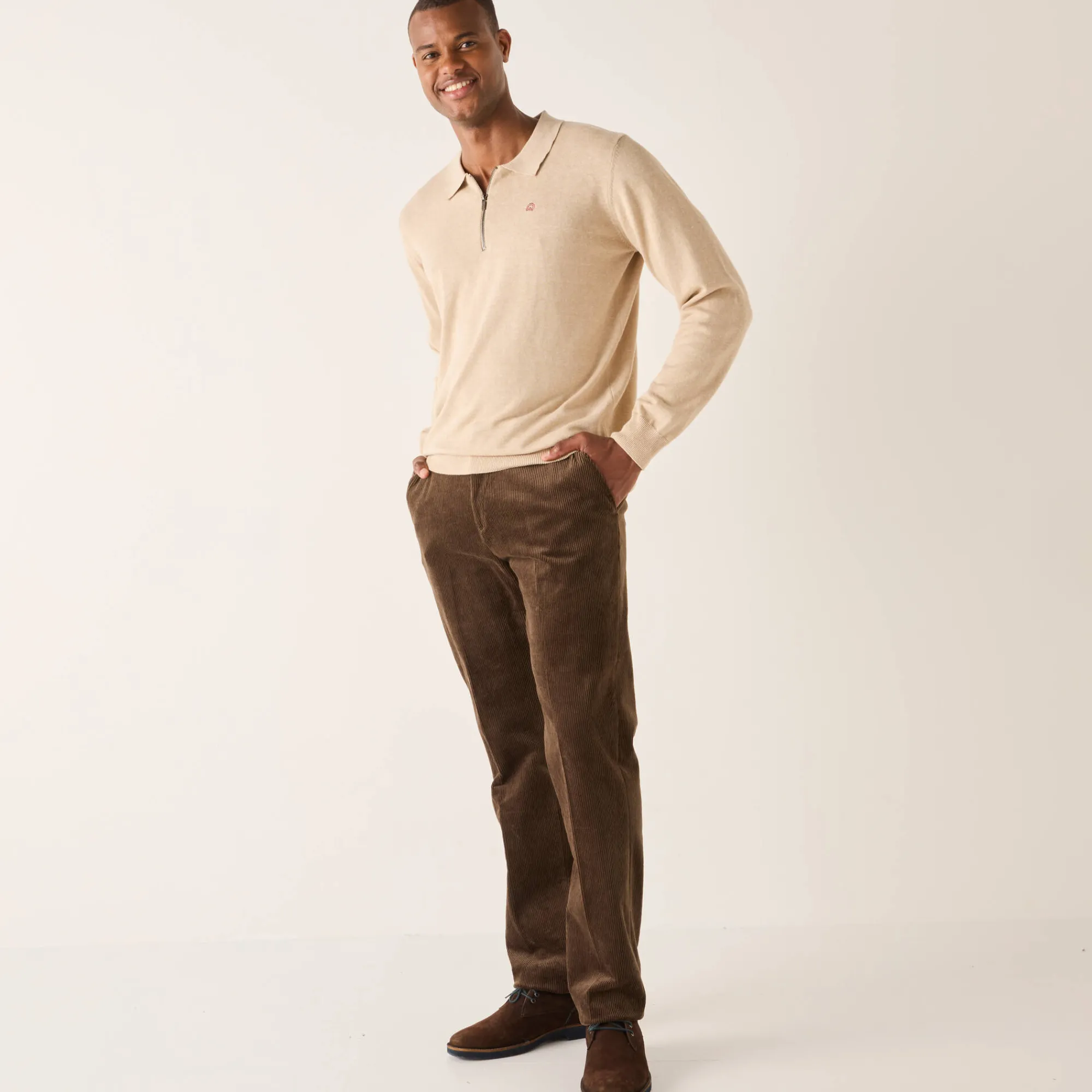 Broek<Blancheporte Broek in velours met elastische taille zonder bandplooien kastanje