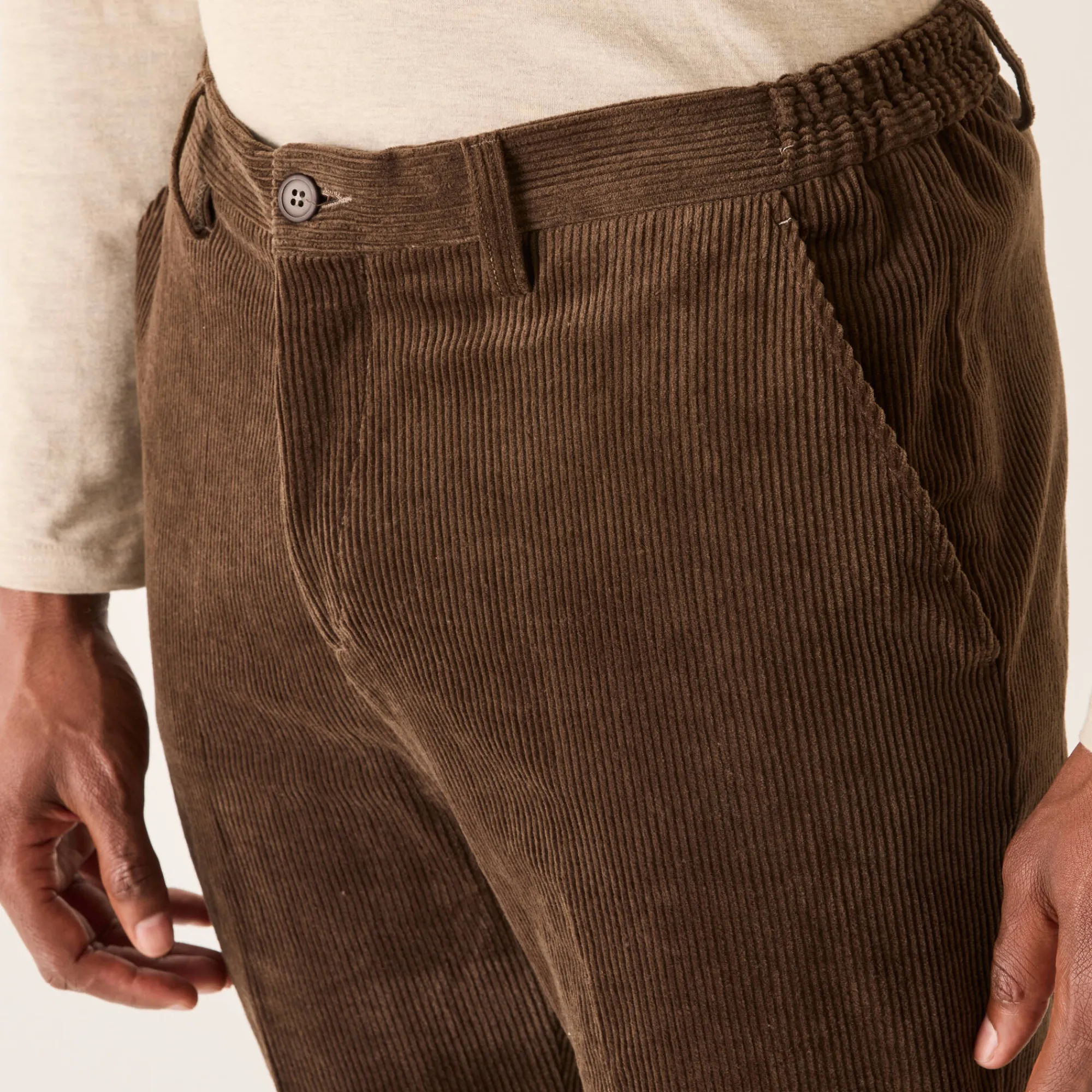 Broek<Blancheporte Broek in velours met elastische taille zonder bandplooien kastanje