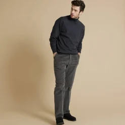 Feestoutfits Heren|Broek<Blancheporte Broek in velours met elastische taille zonder bandplooien grijs