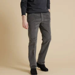 Feestoutfits Heren|Broek<Blancheporte Broek in velours met elastische taille zonder bandplooien grijs