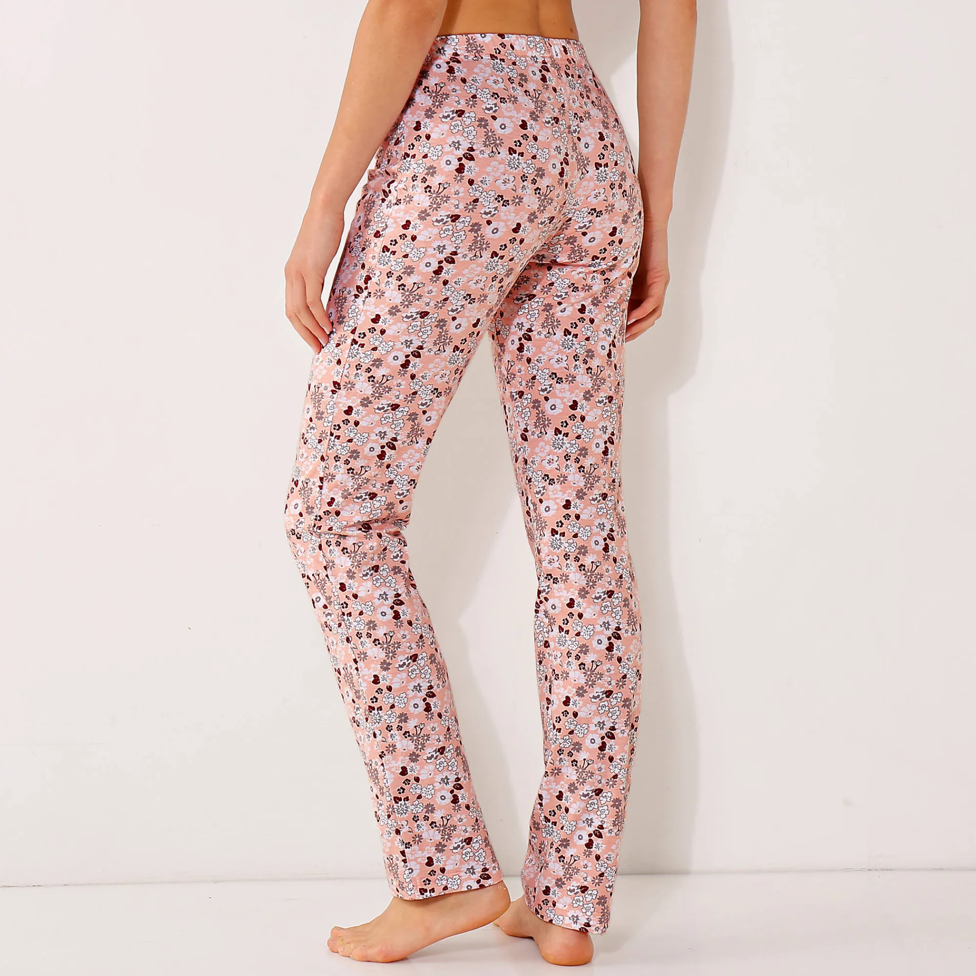 Pyjama<Blancheporte Broek met bloemenprint - katoenjersey roze