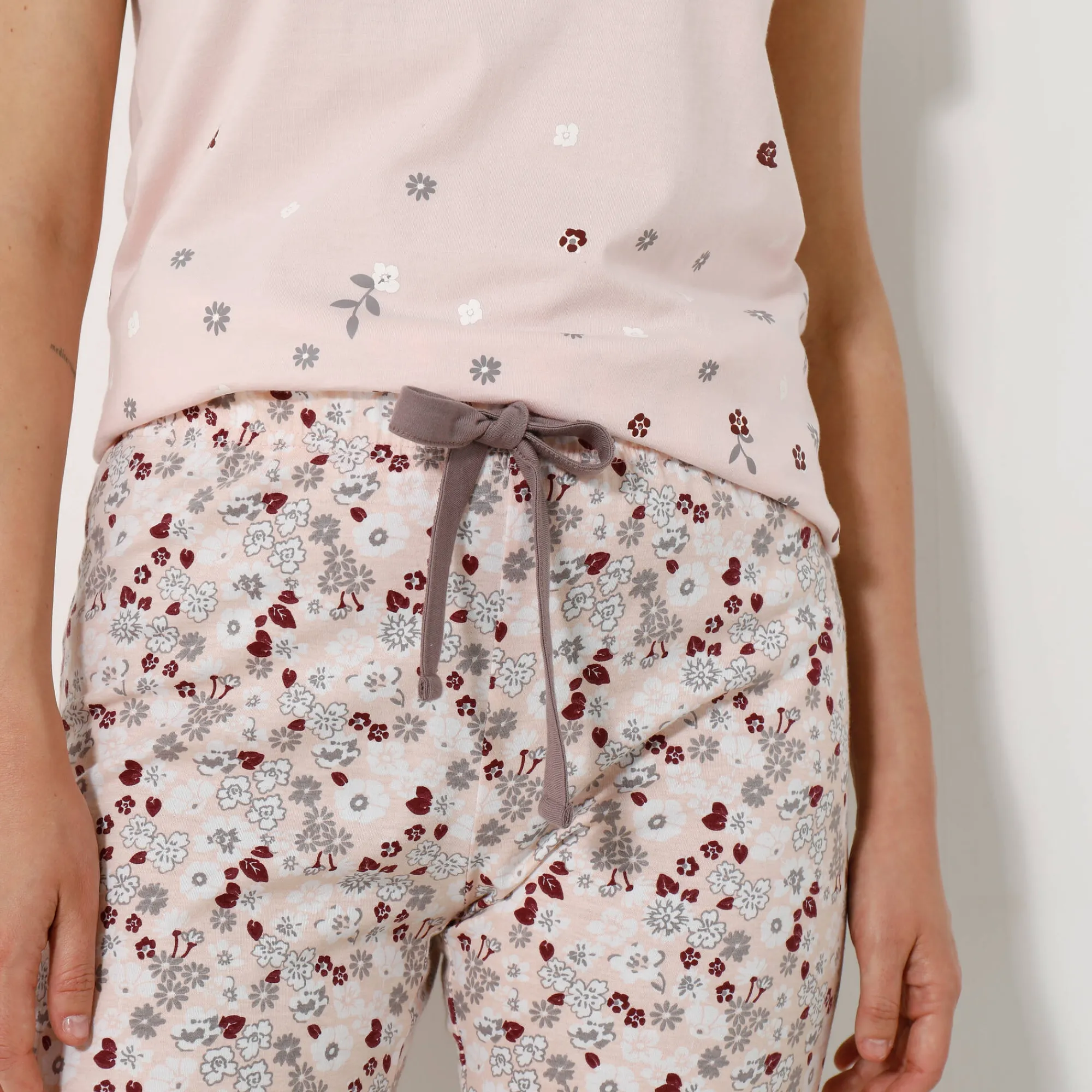 Pyjama<Blancheporte 3/4-broek met bloemenprint - katoenjersey roze