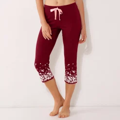 Pyjama<Blancheporte 3/4-broek met bloemenprint onderaan - katoenjersey kersenrood