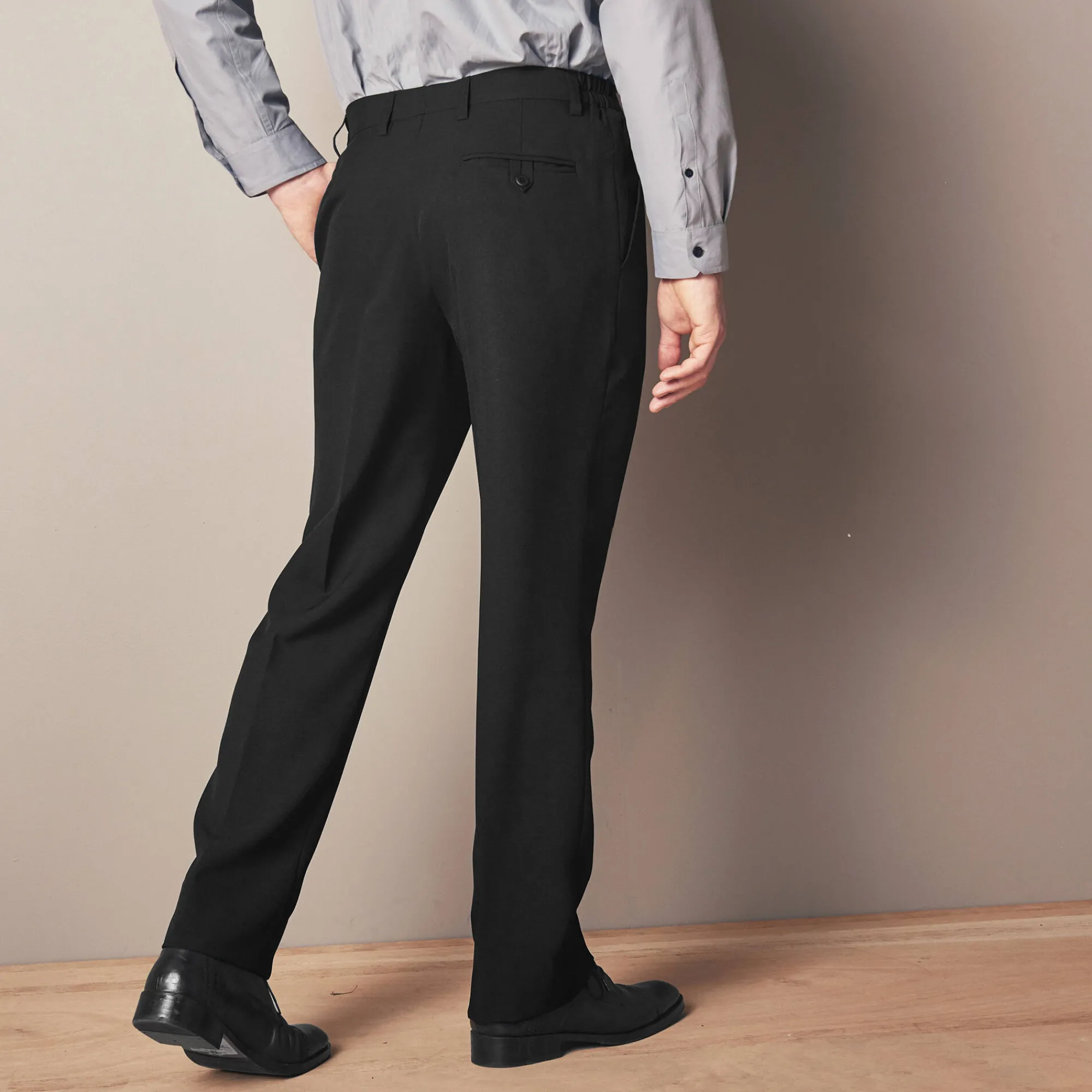 Feestoutfits Heren|Broek<Blancheporte Broek met elastische tailleband en bandplooien - polyester zwart