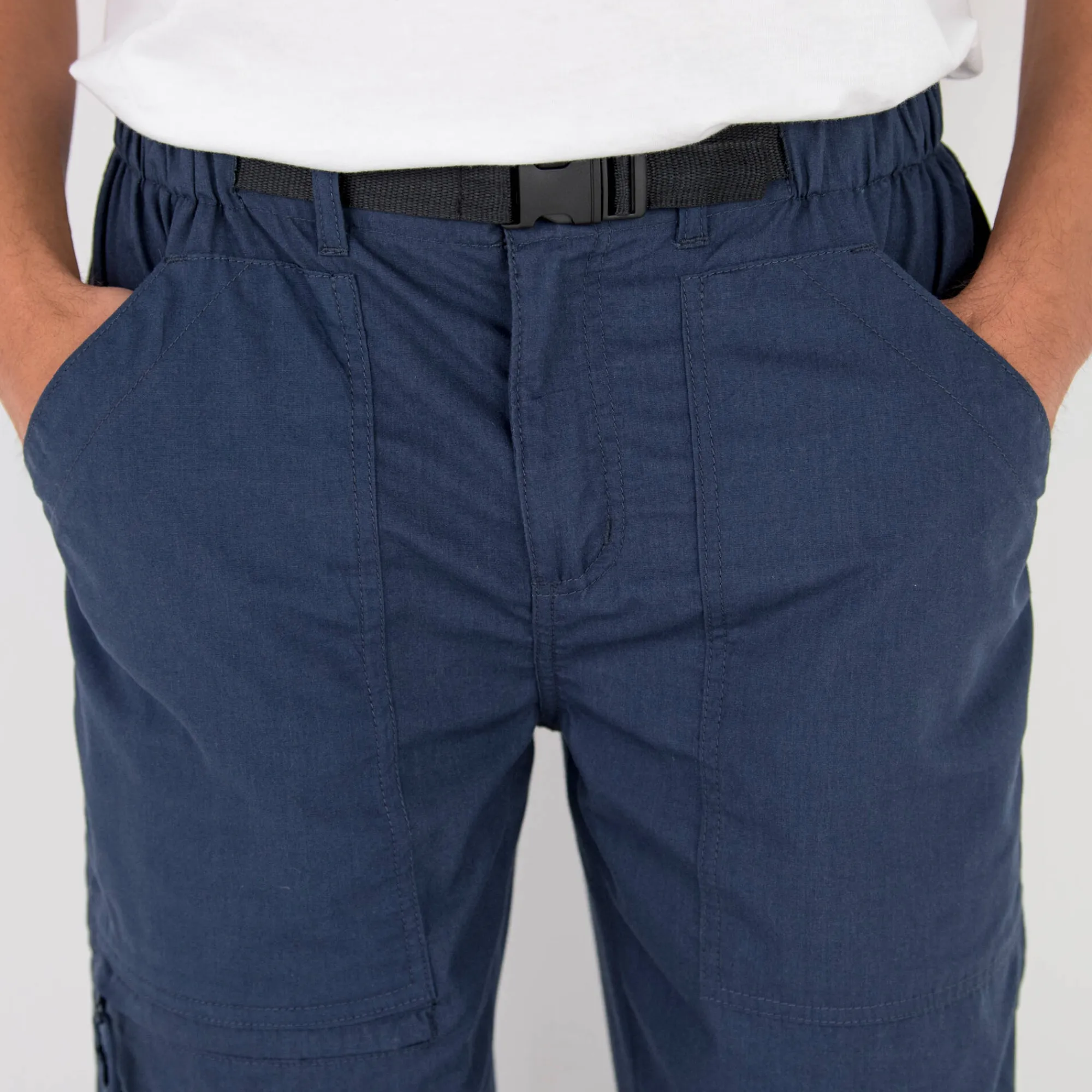 Broek<Blancheporte Broek met 3/4-elastische tailleband + bijpassende ceintuur marineblauw