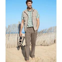 Broek<Blancheporte Broek met 3/4-elastische tailleband + bijpassende ceintuur donkerbeige
