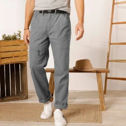 Broek<Blancheporte Broek met 3/4-elastische tailleband + bijpassende ceintuur staalgrijs