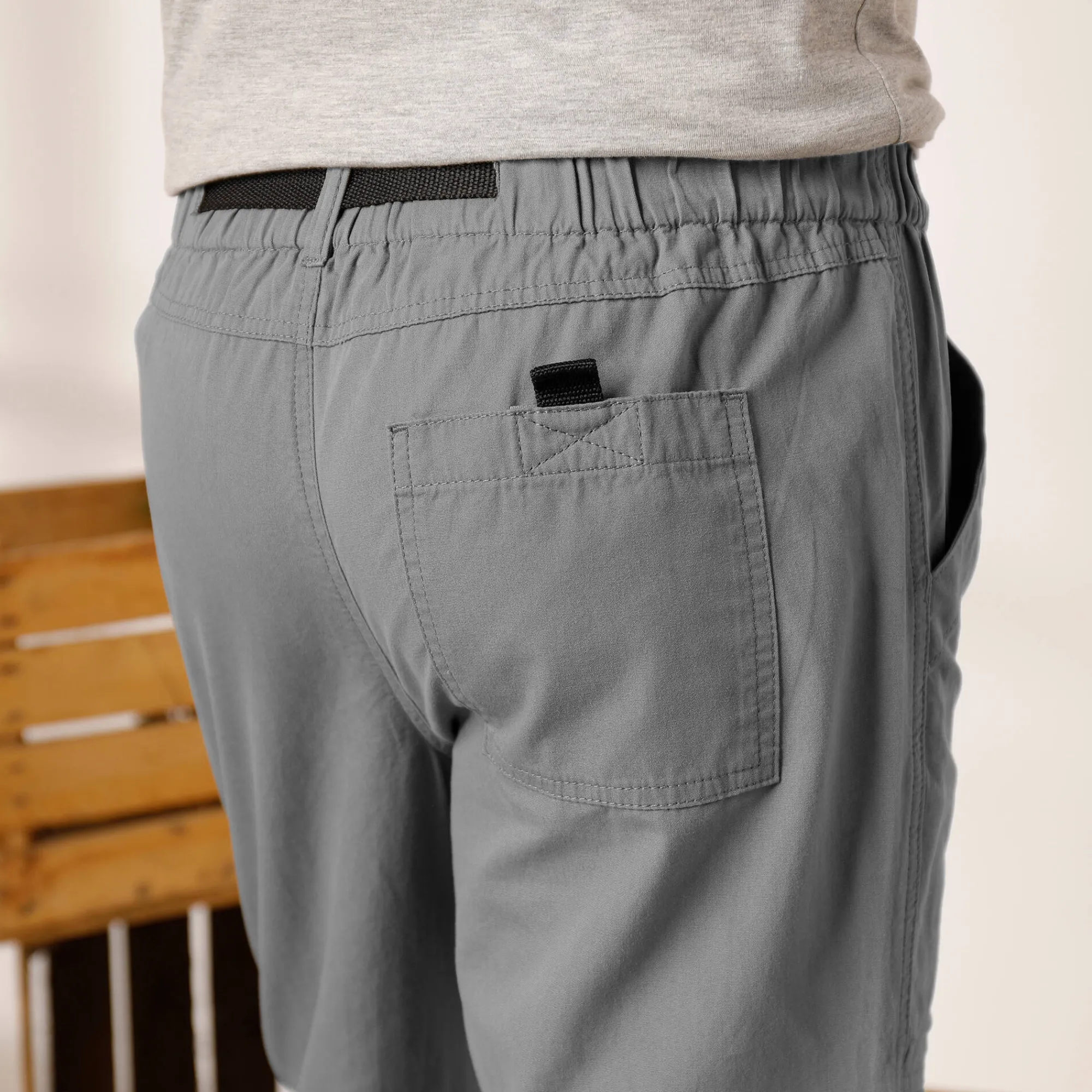 Broek<Blancheporte Broek met 3/4-elastische tailleband + bijpassende ceintuur staalgrijs