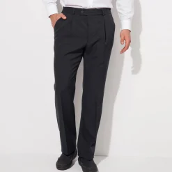 Feestoutfits Heren|Broek<Blancheporte Broek met elastische taille en bandplooien - polyester/wol antracietgrijs