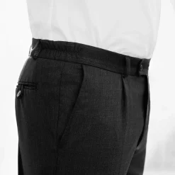 Feestoutfits Heren|Broek<Blancheporte Broek met elastische taille en bandplooien - polyester/wol antracietgrijs