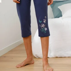 Pyjama<Blancheporte 3/4-broek met geplaatste landelijke print - katoenjersey leiblauw