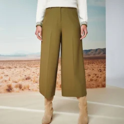 Broek<Blancheporte Broek met hoge taille, broekrokeffect kaki