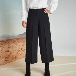 Broek<Blancheporte Broek met hoge taille, broekrokeffect zwart