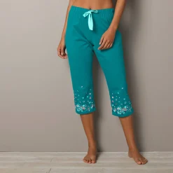 Pyjama<Blancheporte 3/4-broek met landelijke print onderaan - katoenjersey smaragd