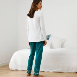 Pyjama<Blancheporte Broek met landelijke print onderaan - katoenjersey smaragd
