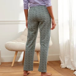 Pyjama<Blancheporte Broek met "Nature Sauvage" print groengrijs / ecru