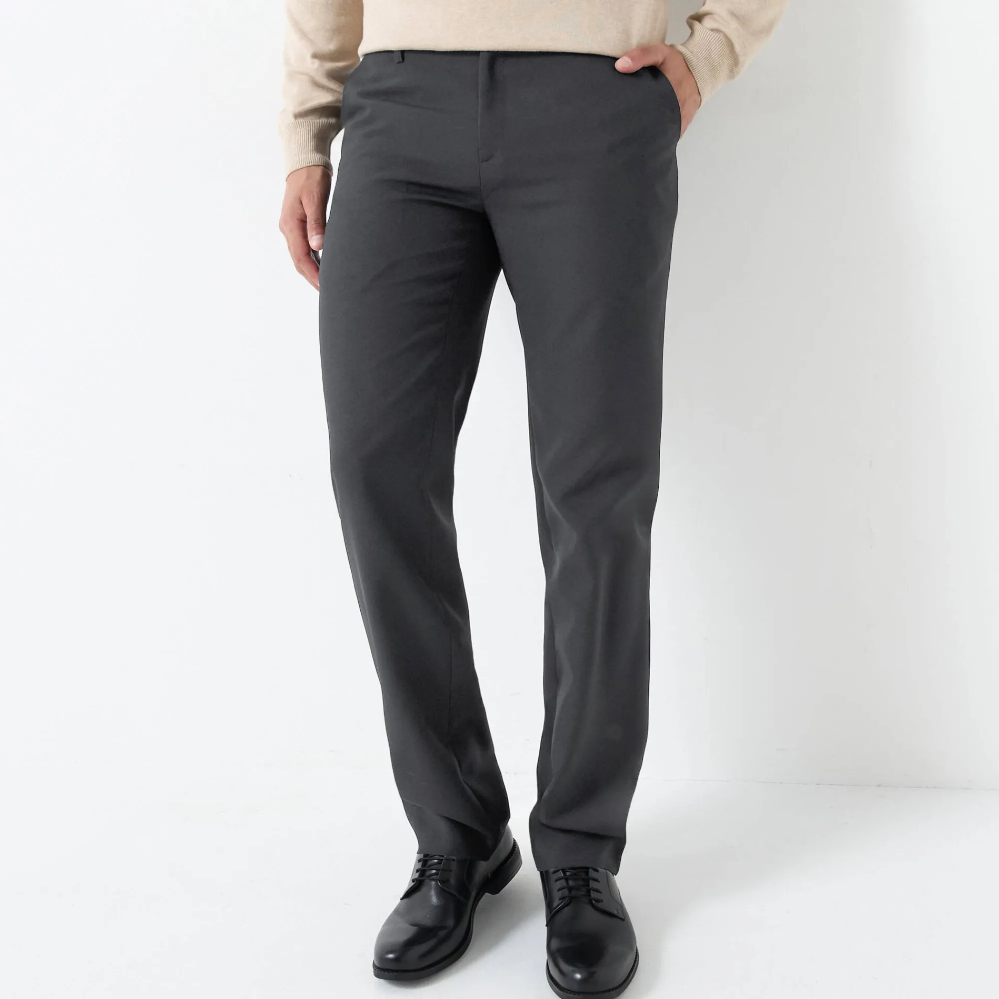 Feestoutfits Heren|Broek<Blancheporte Broek met onzichtbare, verstelbare tailleband - polyester antracietgrijs