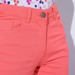 Broek<Blancheporte Broek met 'platte buik'-effect in rekbaar katoen koraal