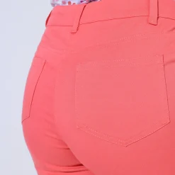 Broek<Blancheporte Broek met 'platte buik'-effect in rekbaar katoen koraal
